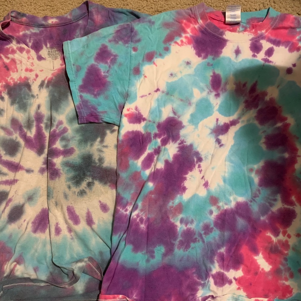 Two Homemade Tie-Dye T-Shirts